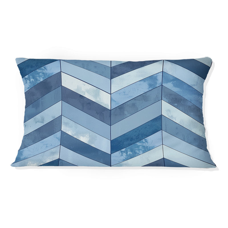 Coussin lombaire bleu à imprimé chevron bleu III