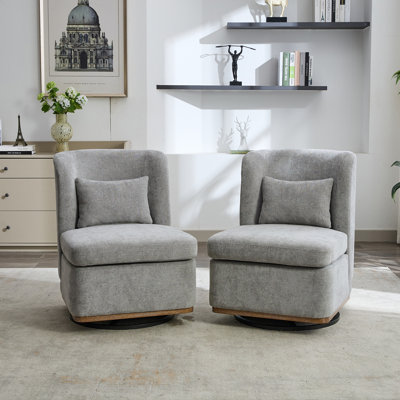 Set Of 2,25.2"w 360° Swivel Barrel Chair In Luxurious Chenille Fabric - Modern Accent Seating For Living Room, Bedroom, Or Home Office