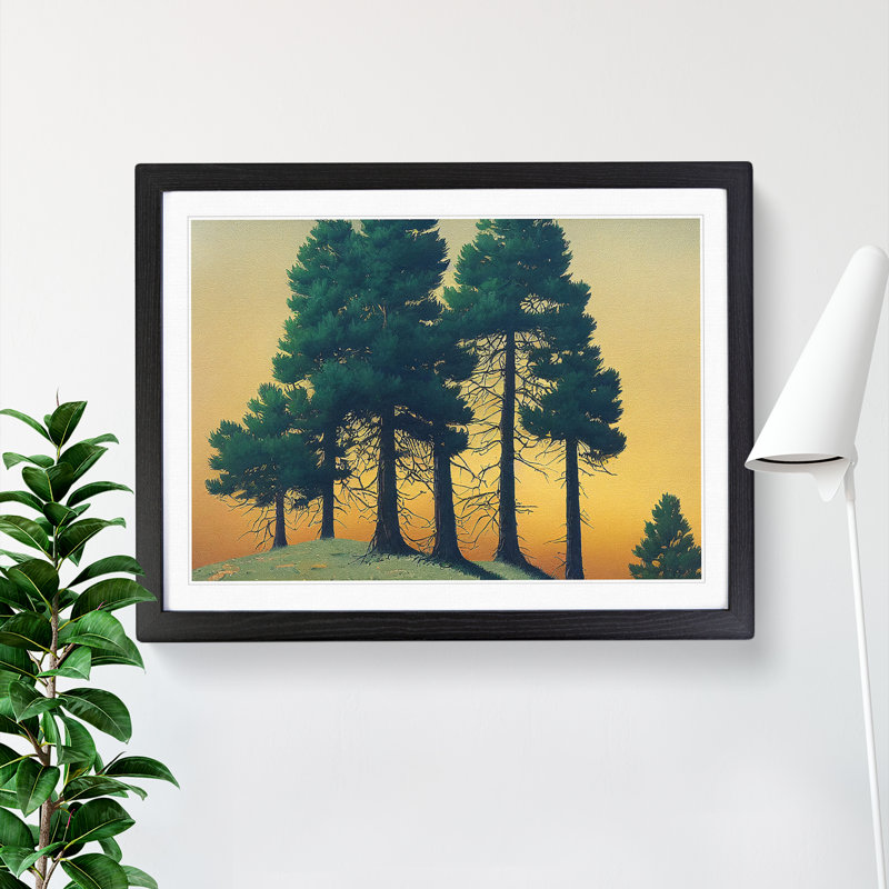Flawless Pine Tree Forest - Single Picture Frame Print, Black, 46cm H x 64cm W x 2cm D