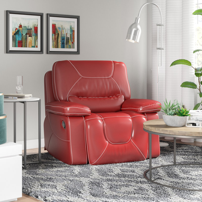 Fauteuil inclinable manuel oscillant standard de 42,5 po Lockheart, Simili cuir rouge