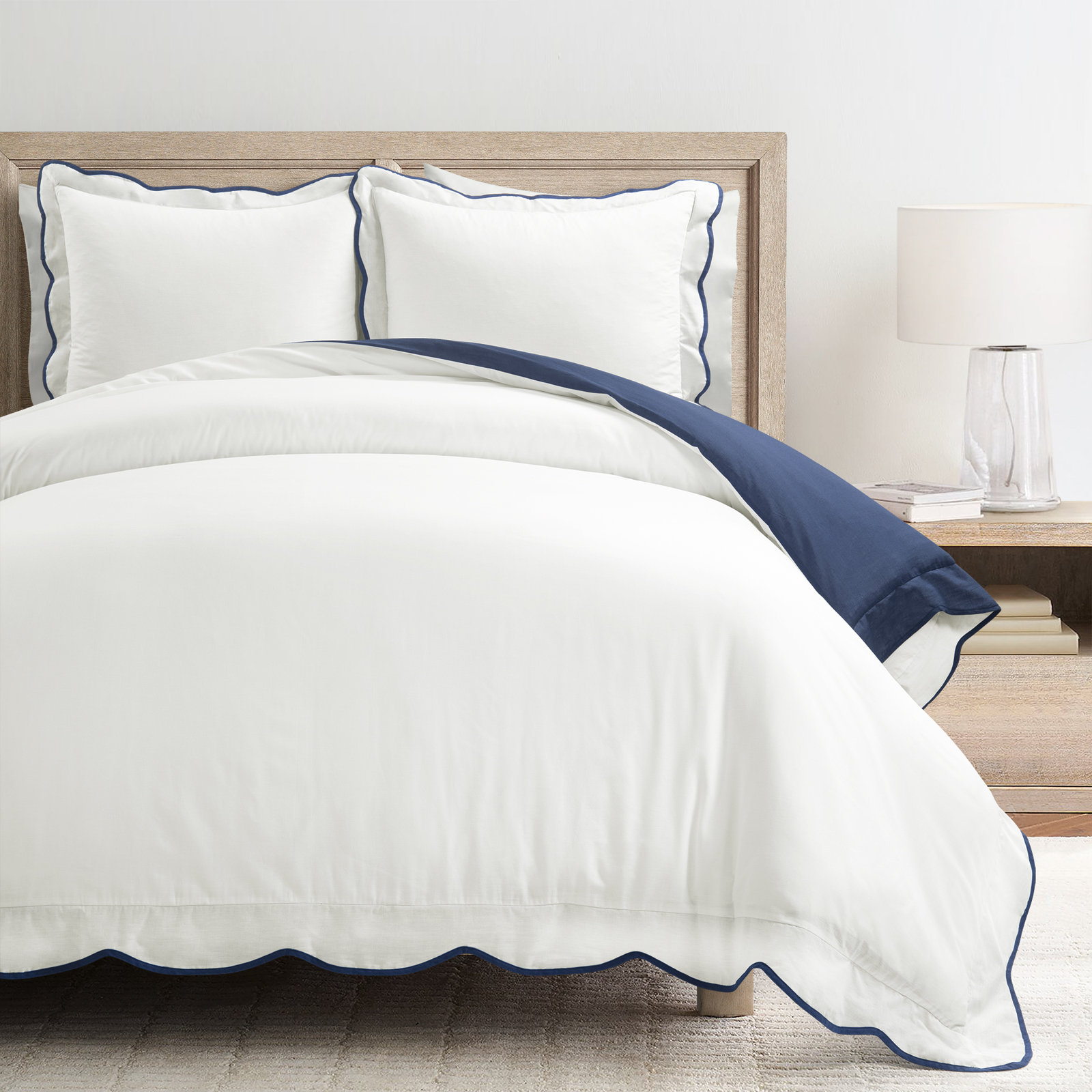 Packard Microfiber Duvet Cover Set, Queen Duvet Cover, Navy