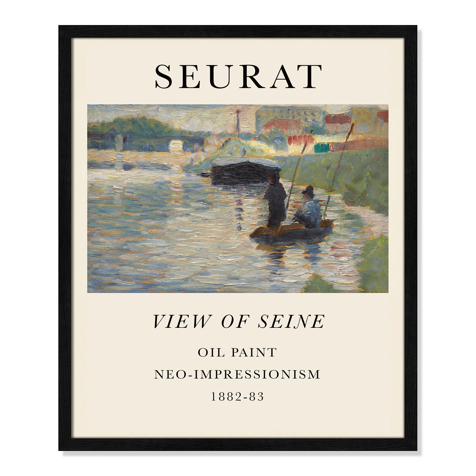 View Of Seine by Georges Seurat, No, Black Single Picture Frame, 25.5" H x 21.5" W x 0.75" D