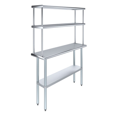 Stainless Steel Top Workbench With 2 Tier Shelf