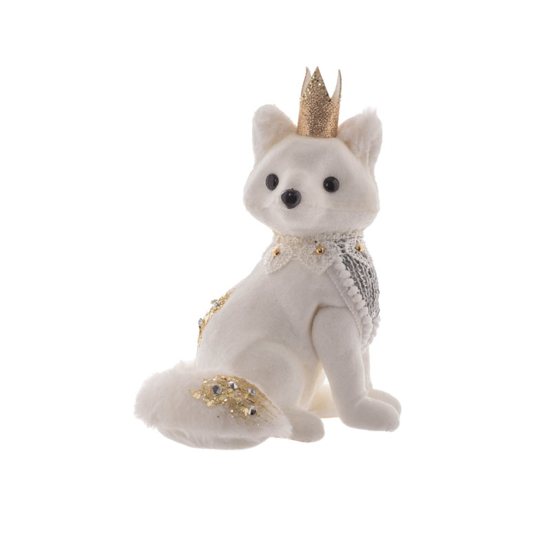 Tissu blanc / or Princess Fox avec couronne