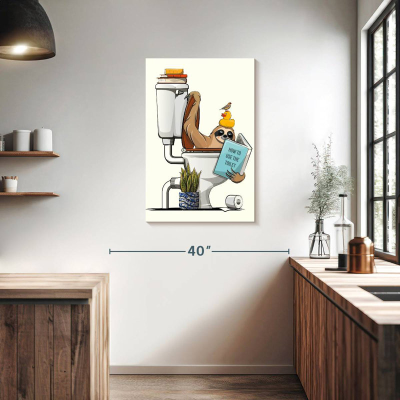 Paresseux dans la toilette, H 36 po x l 24 po
