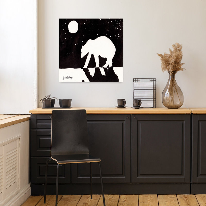 Polar Bear At Night On Arctic Ocean Abstract Contemporary Landscape Nature Wall Art Print 1 Piece Wrapped Canvas Wall Art