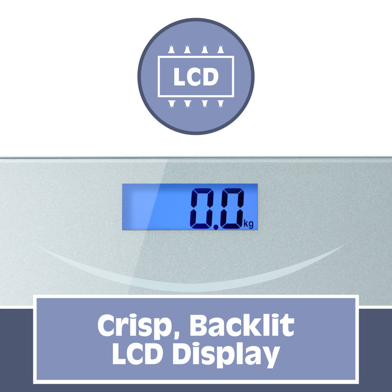 Ultra Thin, Silver and Glass Scale With Easy To Read LCD Display - Auto Step On