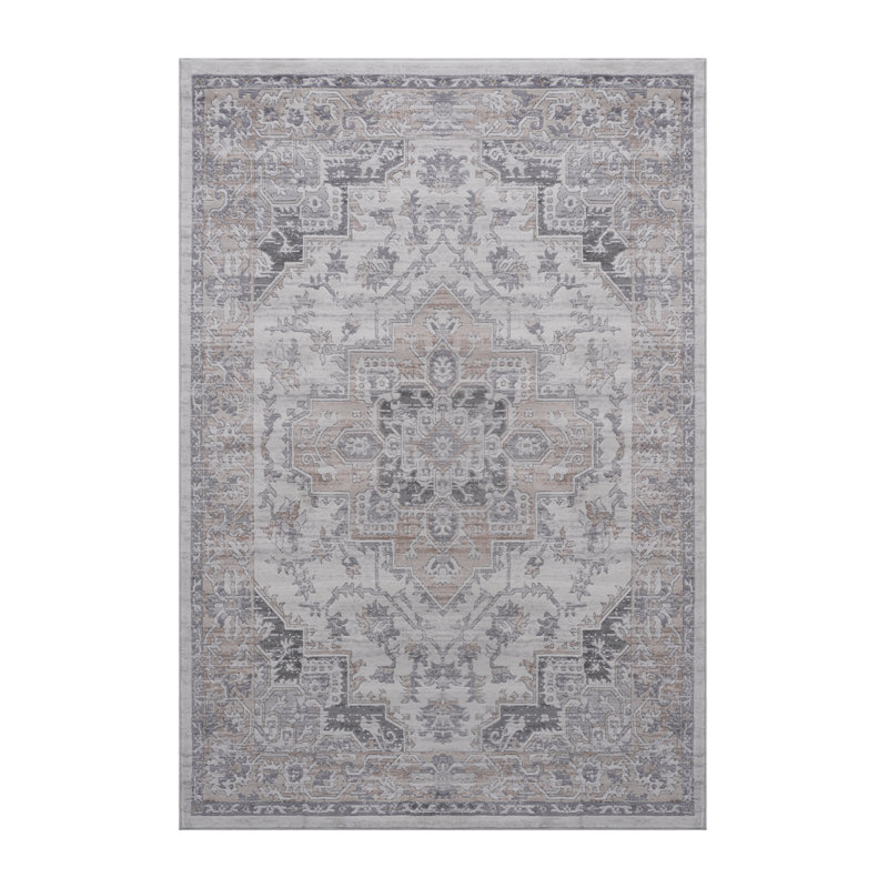 LOOM & LUXE Collection 5X7 Ivory/Beige/Oriental Non-Shedding Living Room Bedroom Dining Home Office Stylish And Stain Resistant Area Rug