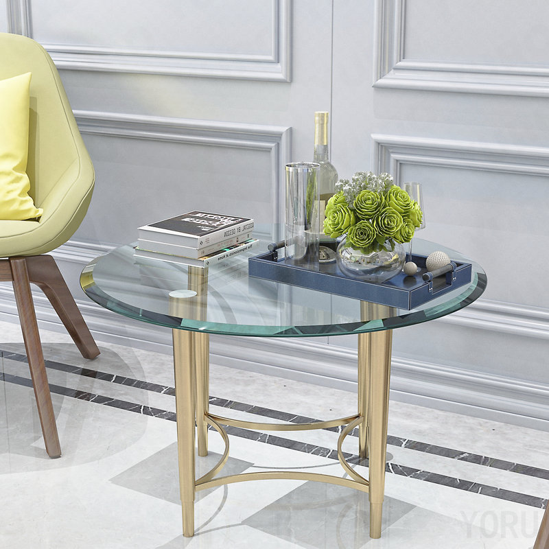 28 Inch Round Tempered Glass Table Top Clear Glass 2/5 Inch Thick Beveled Polished Edge
