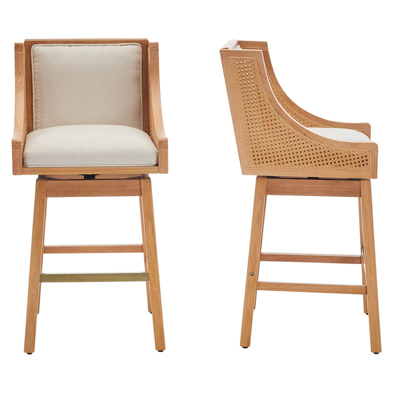 Tabouret de comptoir rembourré Baison, Beige