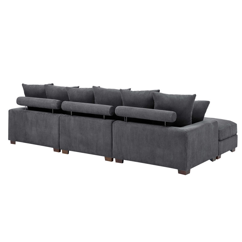 Ashira 5-Piece Corduroy Sectional | Modular Corner Sofa