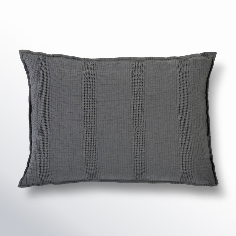 Nantucket Gray/White/Midnight Cotton Piece King Sham, King, Midnight