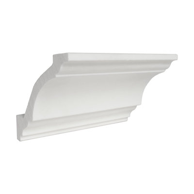 3-1/8 in x 3-1/8 in x 6 in Long Plain Recycled Polystyrene Crown Molding Sample