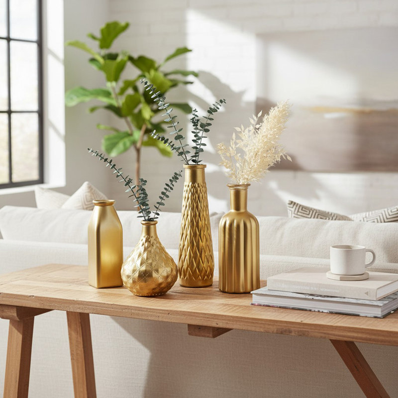 Glass Table Vase, 4, Gold
