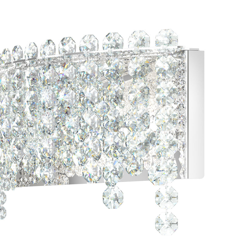Chantant 4 Light 24.5in x 8.5in Bath Vanity & Wall Light in Polished Stainless Steel with Clear Radiance Crystals, 6 Lights