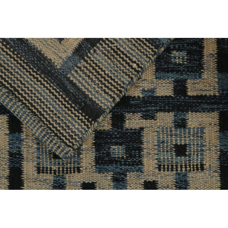 Scandinavian Hand Knotted Wool Geometric Area Rug, Rectangle 12' x 18'