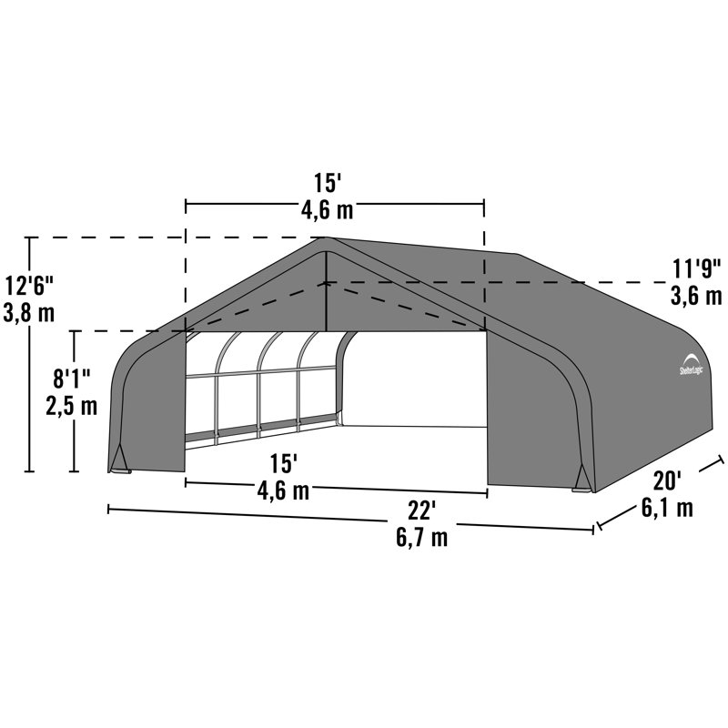 23 pi. L 20 pi. D Garage, Vert