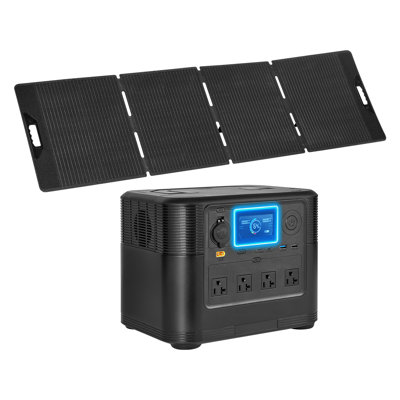 Station électrique portative avec panneau solaire de 200 W, générateur solaire de 1200 W, batterie de secours LiFePO4 de 806 Wh avec 9 ports de sortie pour urgence à domicile, camping en plein air, voyage en véhicule récréatif