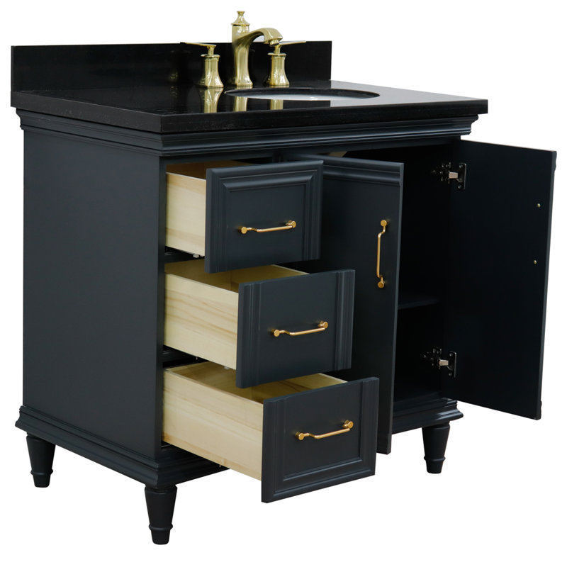 Ensemble de meuble-lavabo simple 37 po Lenglen, Gris foncé