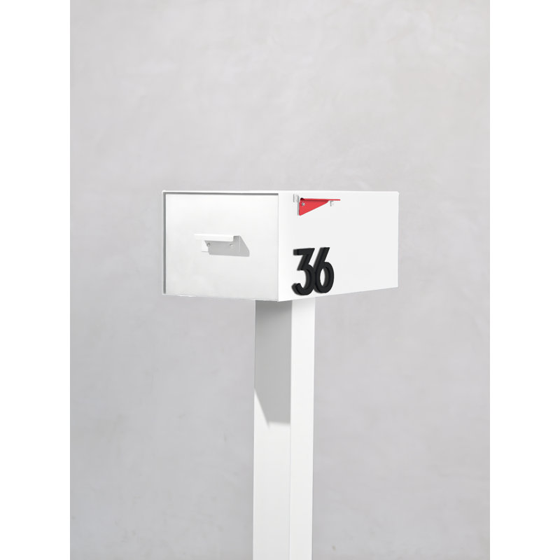 Grande boîte aux lettres en acier Malone, Noir, Blanc / noir, Oui