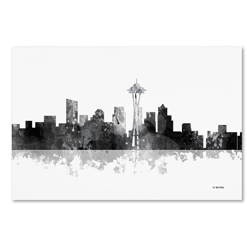 « seattle washington horizon-1 », reproduction d’impression sur toile tendue, H 12 po x l 19 po x P 2 po