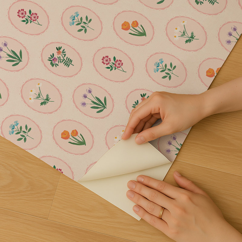 Papier peint adhésif à médaillons Heirloom, Rosé