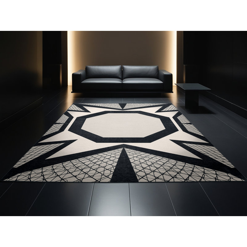 Tapis géométrique moderne à motif octogonal à motifs octogonaux lavables à la machine Aguilar, 8 x 10