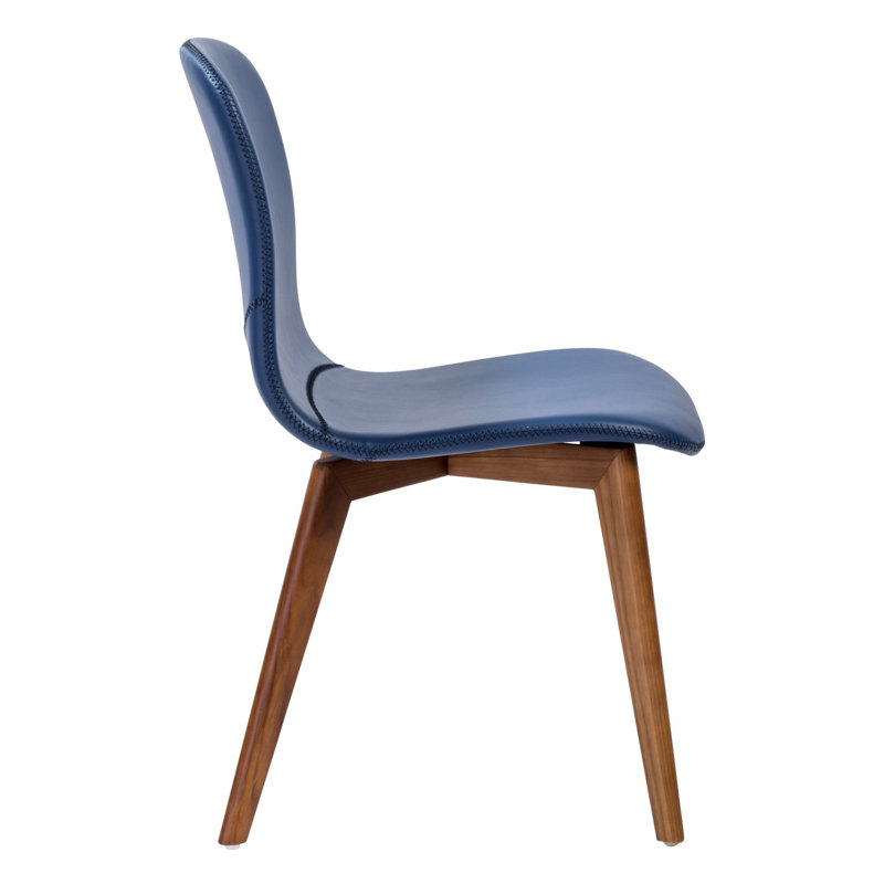 Chaises de salle à manger ou d'appoint Ashlund (ensemble de deux) en similicuir et noyer, Bleu
