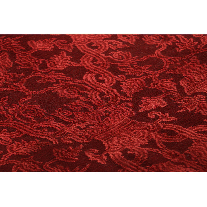 Rug & Kilim’S European Style Rug In Burgundy With Floral Patterns, Retangle 37' x 52'
