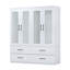 Armoire-penderie 4 portes avec tiroirs, blanc