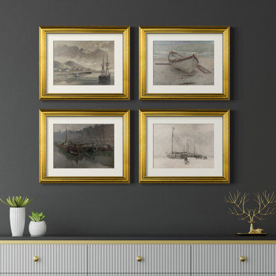 Vintage Nautical VII  -4 Piece Set of Framed Prints