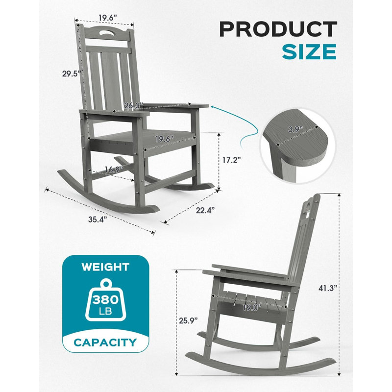 Chaise berçante surdimensionnée pour l'extérieur, Gris