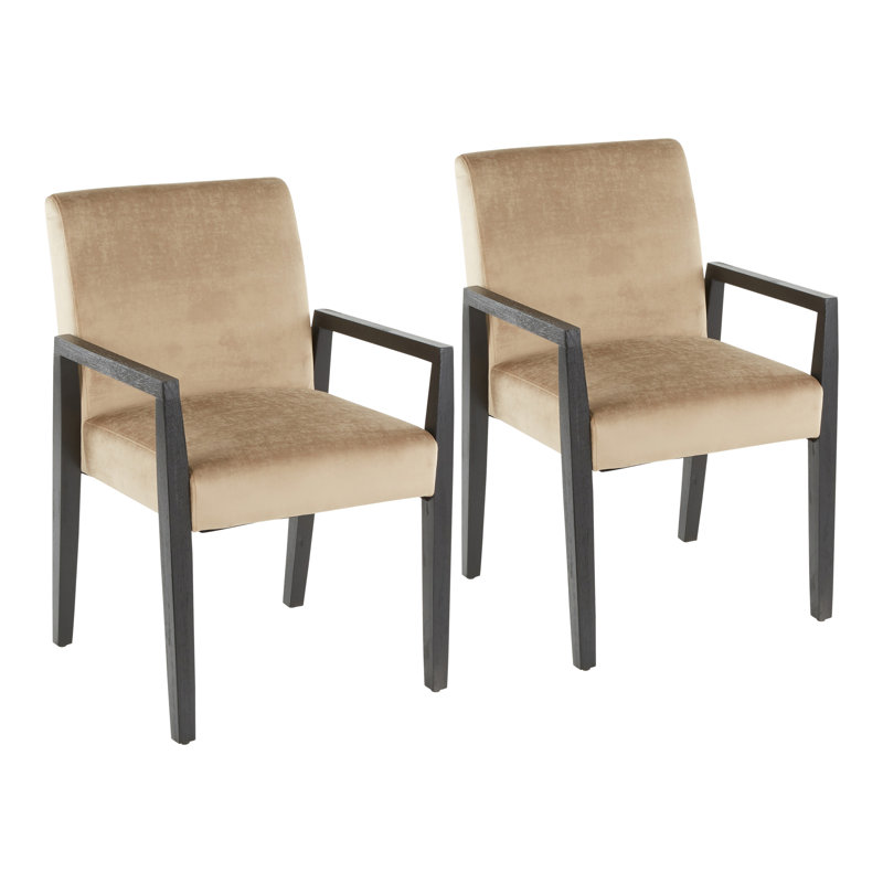 Egan 18.5'' H Upholstered Armchair, Light Brown Velvet, Black