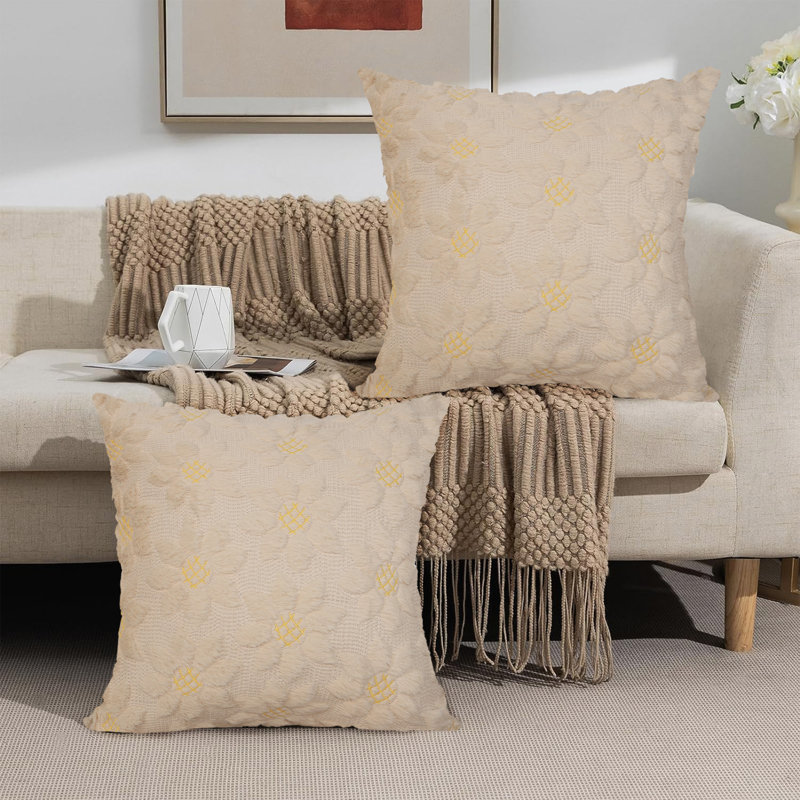 Housses de coussin en jacquard Barossa Design, Carré 20 po, Beige