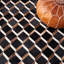 Tapis noir / brun en laine / cuir tissé à la main Studio-963593855