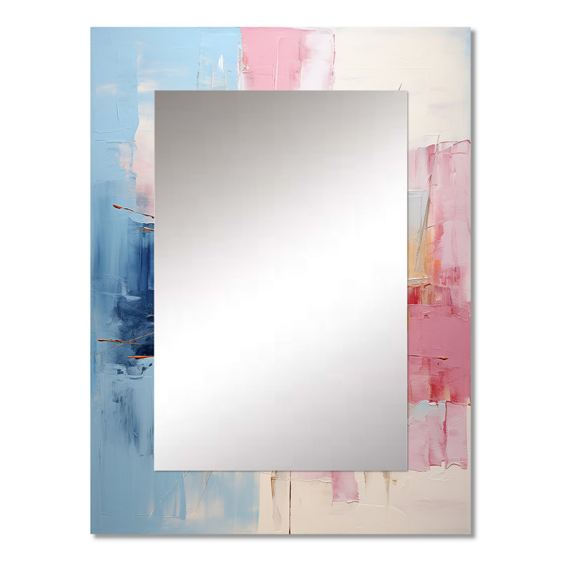 Abstrait patchwork IV - miroir mural unique, abstrait et moderne, 32 po x 24 po