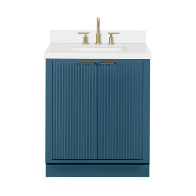 Haun 30'' Solid Wood Single Bathroom Vanity with 1.5'' Quartz Top