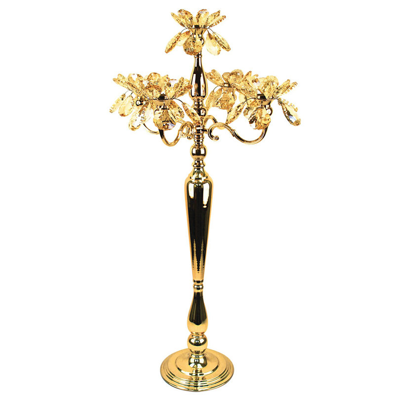 Crystal Tabletop Candelabra, Gold, Small