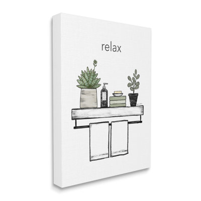 «Relax Bathroom Pots Botanicals» par Annie Lapoint - impression sur toile tendue