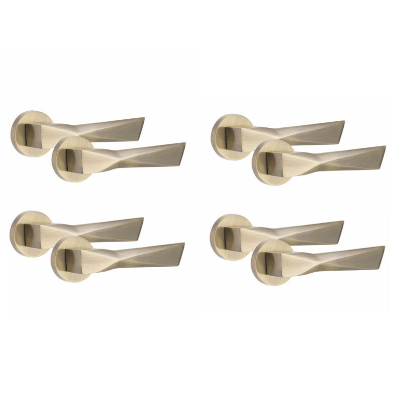 4 Pairs Modern Aura Design Premium Door Handles on Round Rose