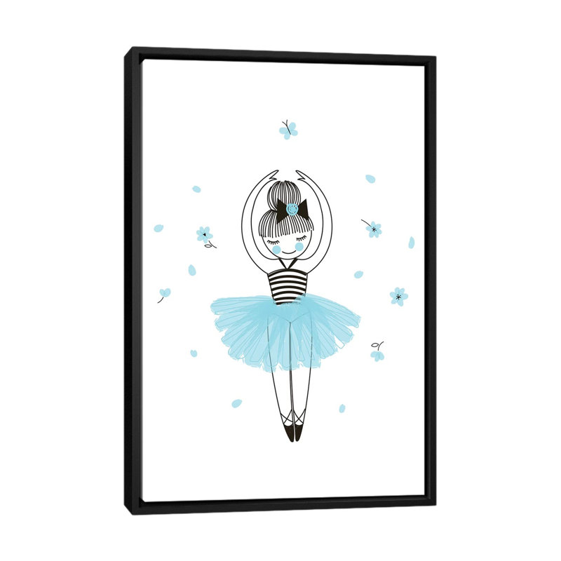 Petite ballerine - impression d'art graphique, H 60 po x l 40po x P 1,5 po, Toile avec cadre noir, Pas de tapis