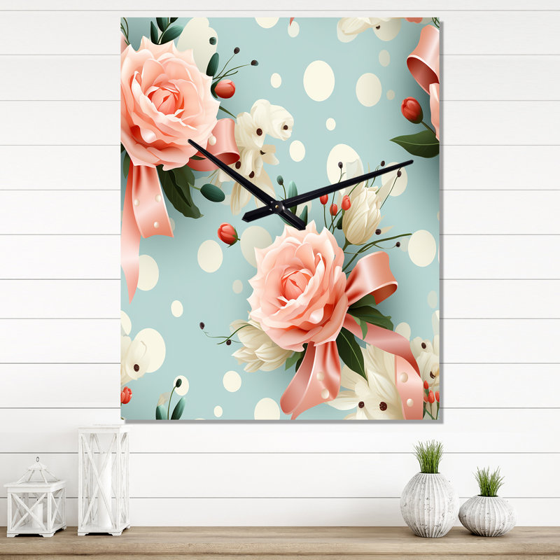 Horloge murale romantique à pois romantique, H 32 po x l 14 po x P 1 po