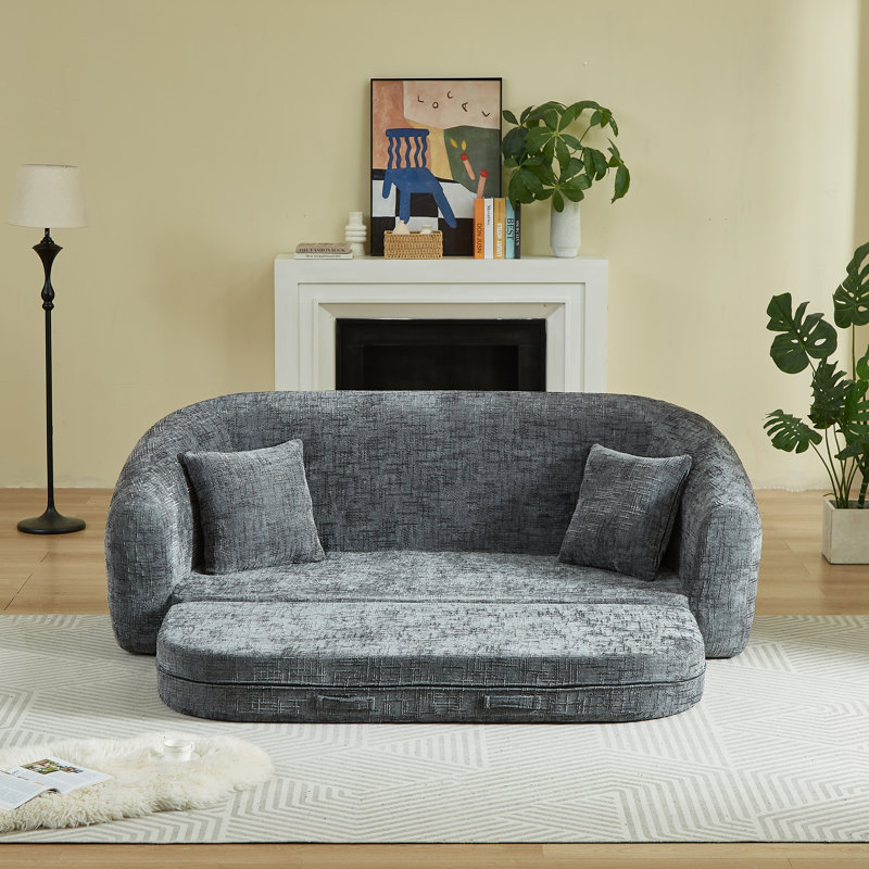 Canapé inclinable incurvé de 87 po, Gris