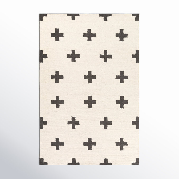 Cavan Geometric Handmade Tufted Wool Black/Off-White Area Rug