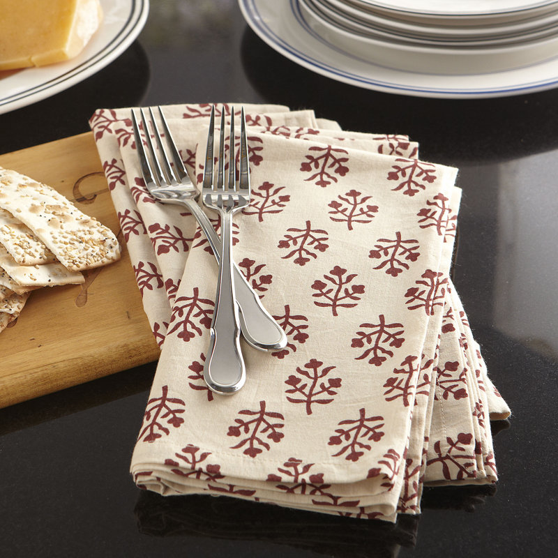 Suzanne Cotton Floral Square Napkin, Red