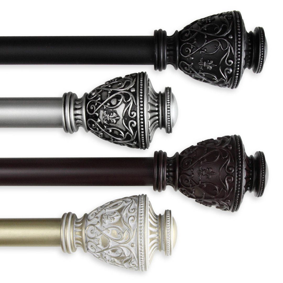 DeWitt Steel Rod/Resin Finials Adjustable Single Curtain Rod Astoria Grand 