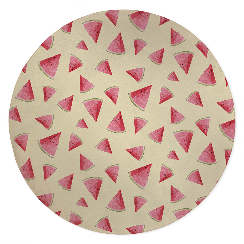 Summer Melon Outdoor Rug, Round 5'