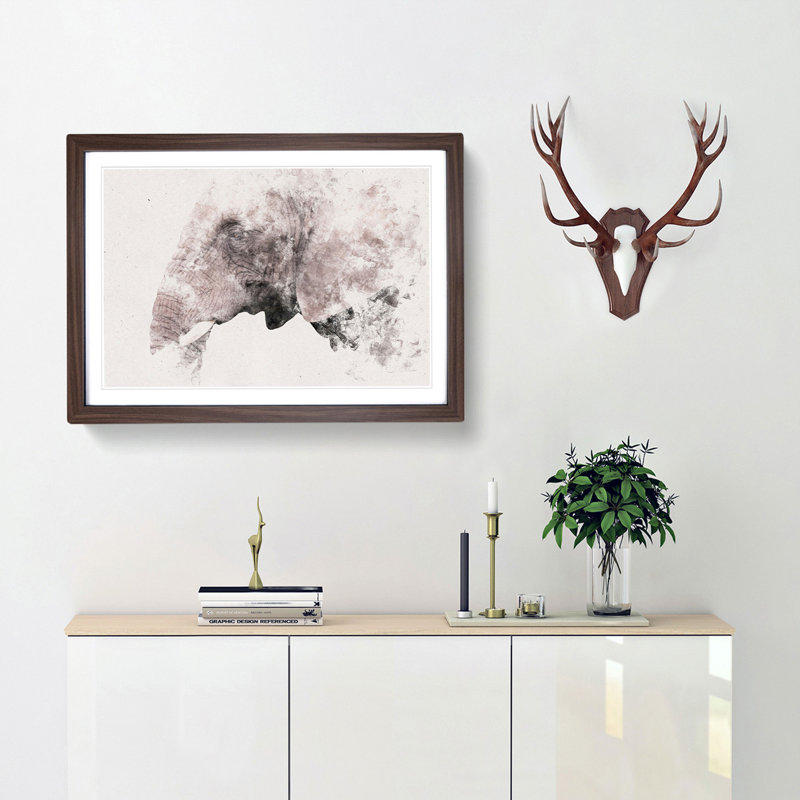 Portrait of an Elephant - Picture Frame Graphic Art Print, Walnut Framed, 62cm H x 87cm W x 2cm D