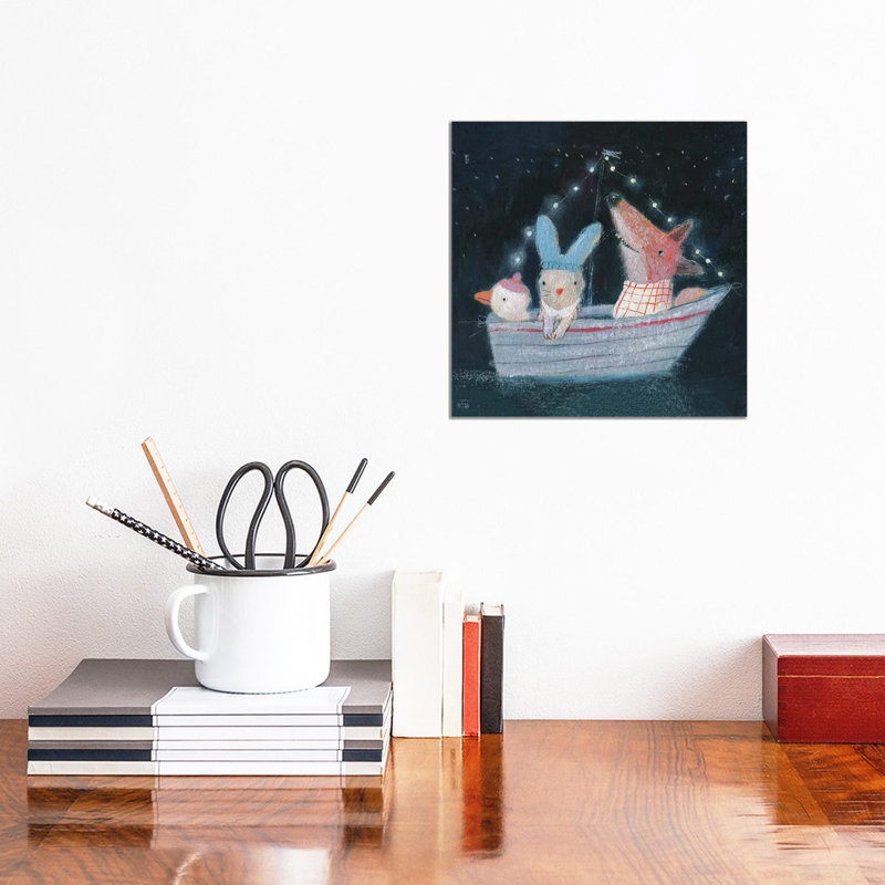 Three In The Boat By Natalia Shaloshvili - Wrapped Canvas Painting by Natalia Shaloshvili - Wrapped Canvas Painting