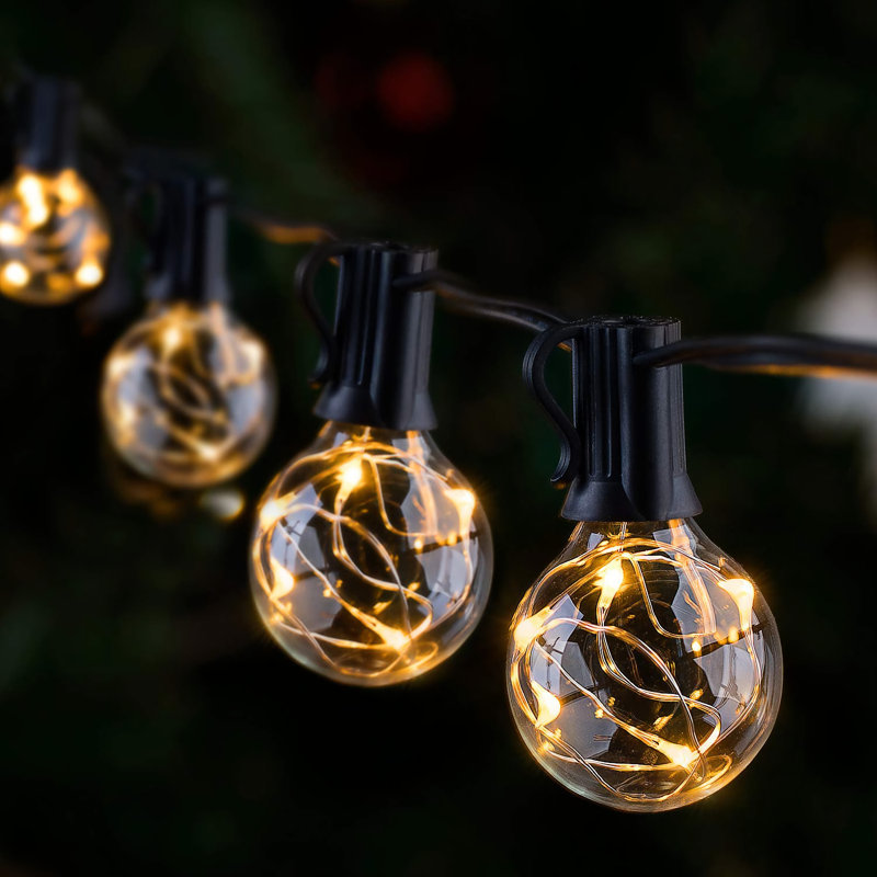 600" Outdoor String Light with 50 Globe LED Bulbs Low Voltage Shatterproof